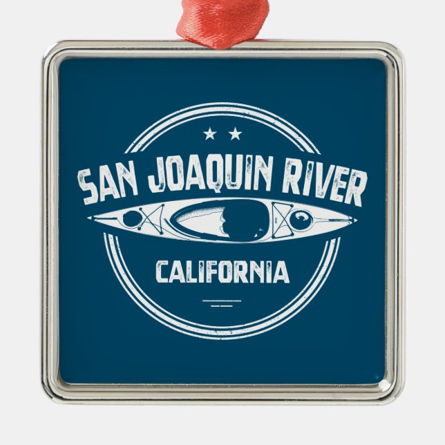 San Joaquin River California Kayaking Metal Tree Decoration (Front)