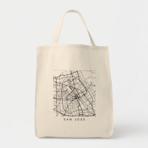 San Jose CA Minimalist City Street Map Dark Design Tote Bag