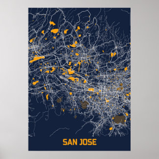 San Jose - Califonia Bluefresh City Map Poster