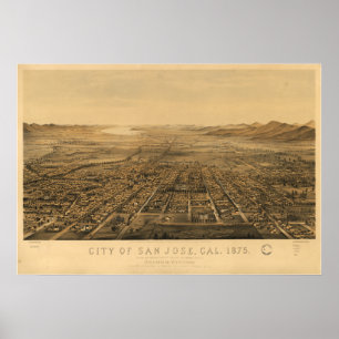 San Jose California 1875 Panoramic Map Poster
