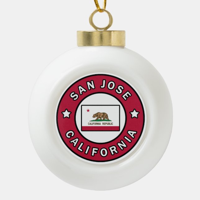 San Jose California Ceramic Ball Christmas Ornament (Front)