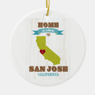 San Jose, California Map – Home Is Where The Ceramic Tree Decoration