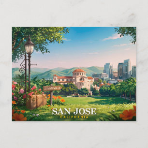 San Jose California Retro Travel Postcard