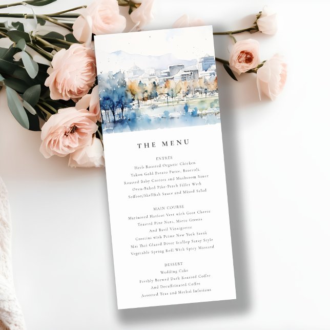 San Jose, California Watercolor Wedding Menu Card (Creator Uploaded)
