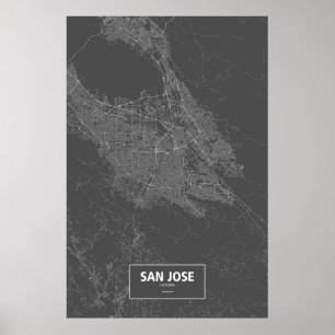 San Jose, California (white on black) Poster