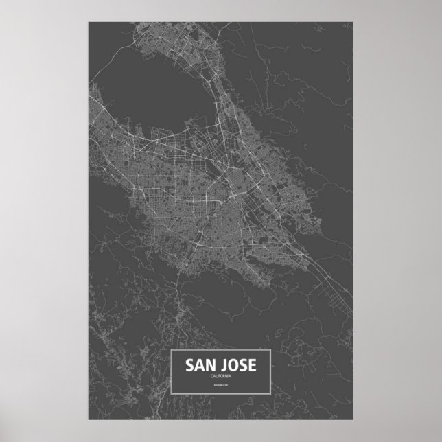 San Jose, California (white on black) Poster (Front)