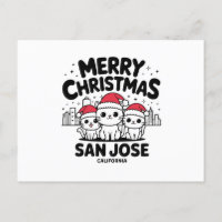 San Jose City California Merry Christmas Cats USA