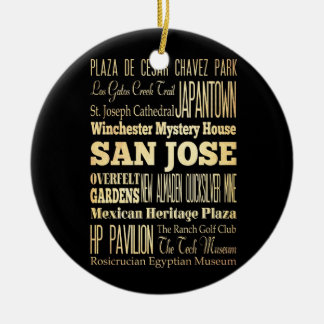 San Jose City of California State Typography Art Ceramic Tree Decoration