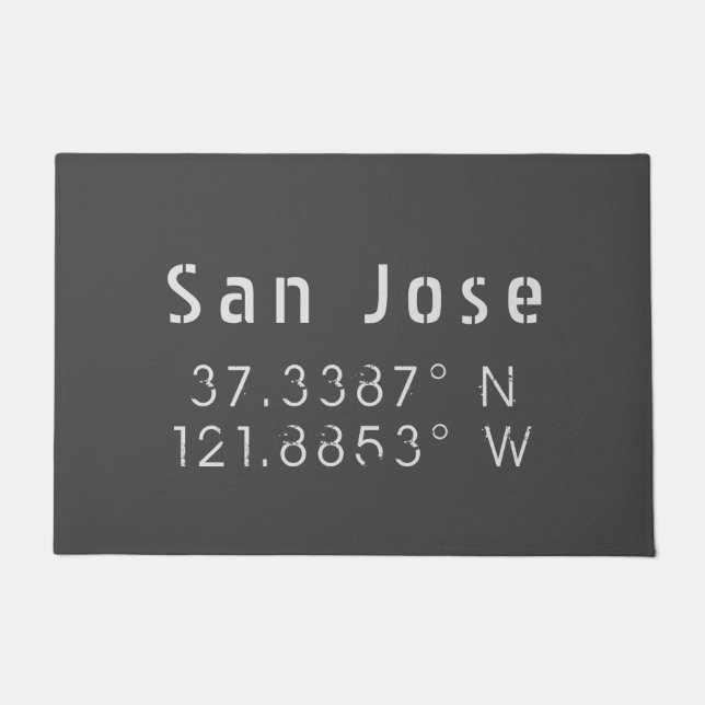 San Jose Latitude Longitude  Doormat (Front)