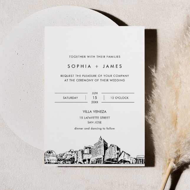 San Jose Skyline Wedding Invitation with Photo (Creator Uploaded)