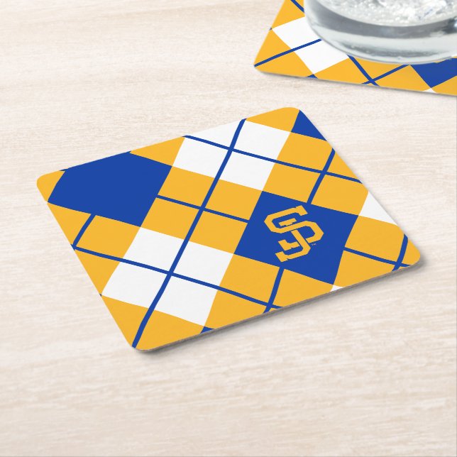 San Jose State Spartans argyle Square Paper Coaster (Angled)