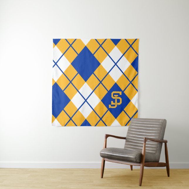 San Jose State Spartans argyle Tapestry (In Situ)