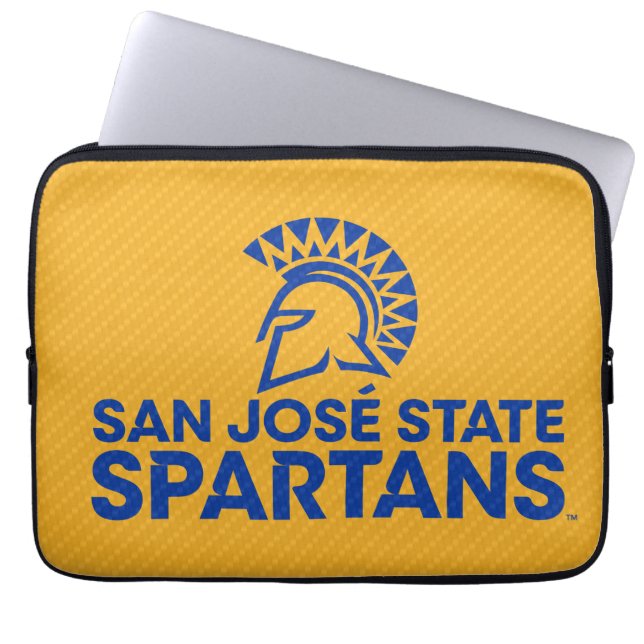 San Jose State Spartans Carbon Fibre Pattern Laptop Sleeve (Front)