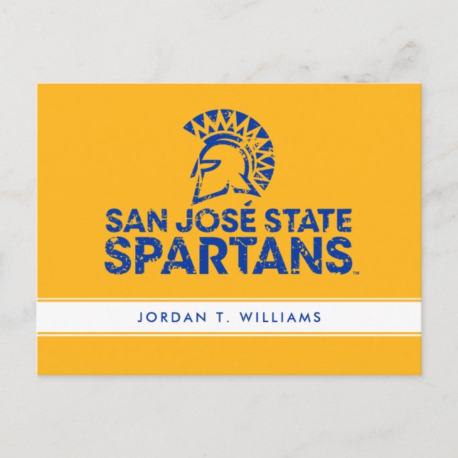 San Jose State Spartans Logo Wordmark Distressed Invitation Postcard (Front)