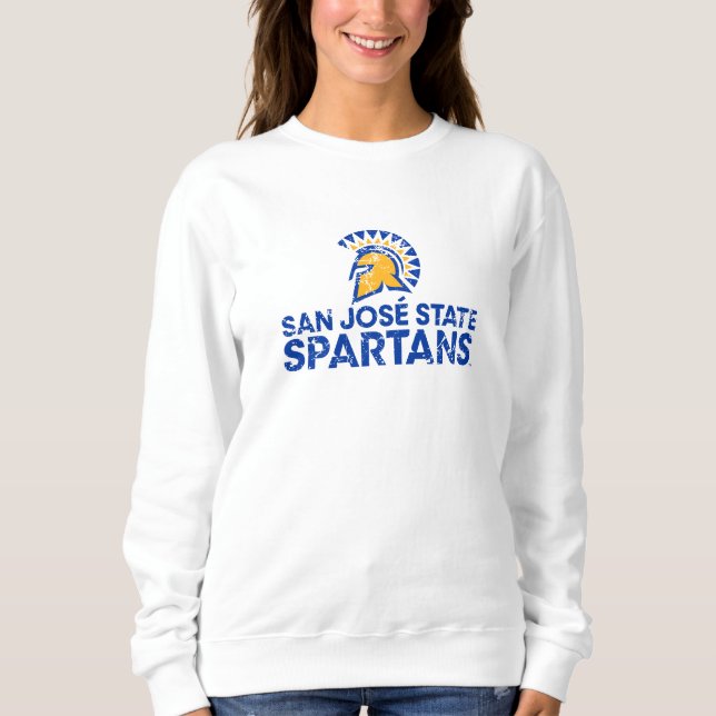 San Jose State Spartans Logo Wordmark Distressed Sweatshirt (Front)