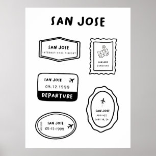 San Jose - Travel Stamp Collection Minimalist De Poster