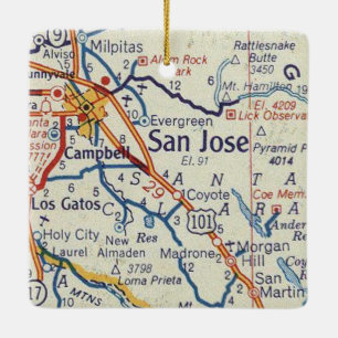 San Jose Vintage Map Ceramic Ornament