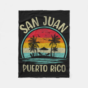 San Juan Beach Puerto Rico Palm Tree Family Summer Fleece Blanket