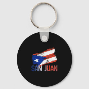 San Juan City Puerto Rico Flag Vintage Roots Boric Key Ring