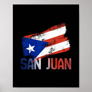 San Juan City Puerto Rico Flag Vintage Roots Boric Poster