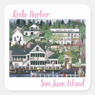 San Juan Island ~ Roche Harbor Square Sticker