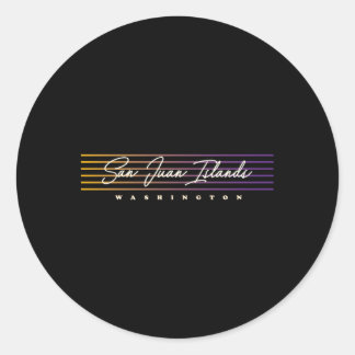 San Juan Islands Nostalgic Style Washington Classic Round Sticker