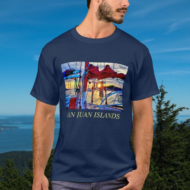 San Juan Islands Sunset and Sailboats Tee Shirt (Creator Uploaded)