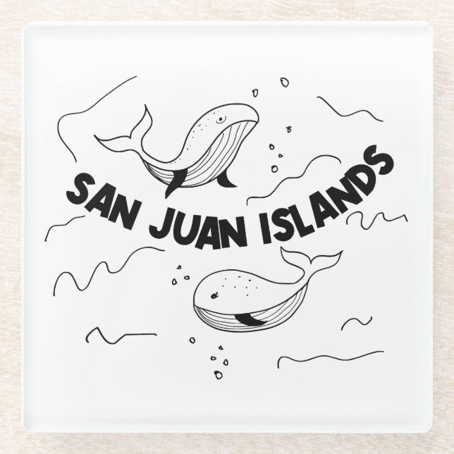 San Juan Islands Whales Glass Coaster (Front)