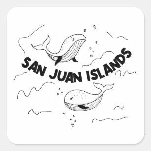 San Juan Islands Whales Square Sticker
