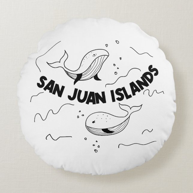 San Juan Islands Whales Throw Pillow (Front)