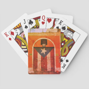 San Juan, PR - Puerto Rican Flag Winding Street Playing Cards