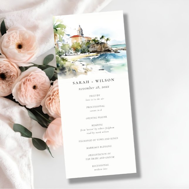 San Juan Puerto Rico Landscape Wedding Program Invitation (Creator Uploaded)