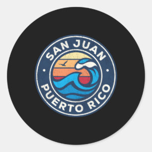 San Juan Puerto Rico Nautical Waves Classic Round Sticker