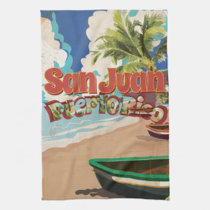 San Juan Puerto Rico Vintage Travel Poster Tea Towel