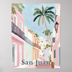 San Juan Puerto Rico Watercolor Painting Travel Poster