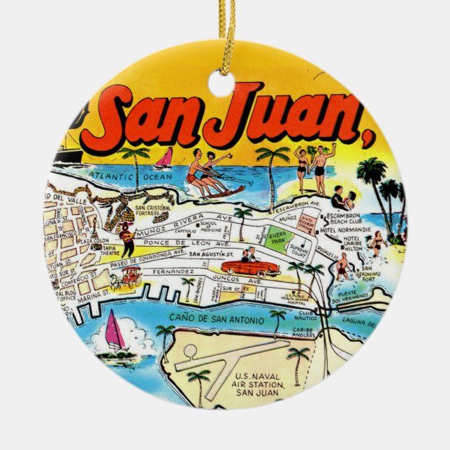 San Juan Vintage Map Ornament (Front)