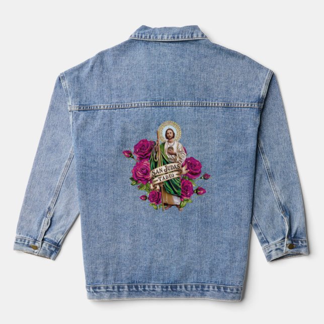 San judas Tadeo Denim Jacket (Back)
