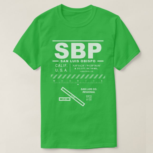 San Luis County Regional Airport SBP T-Shirt (Design Front)
