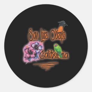 San Luis Obispo California Retro Surfer Vintage Ai Classic Round Sticker