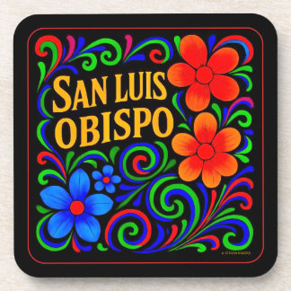 SAN LUIS OBISPO FLORAL COASTER SET OF SIX.