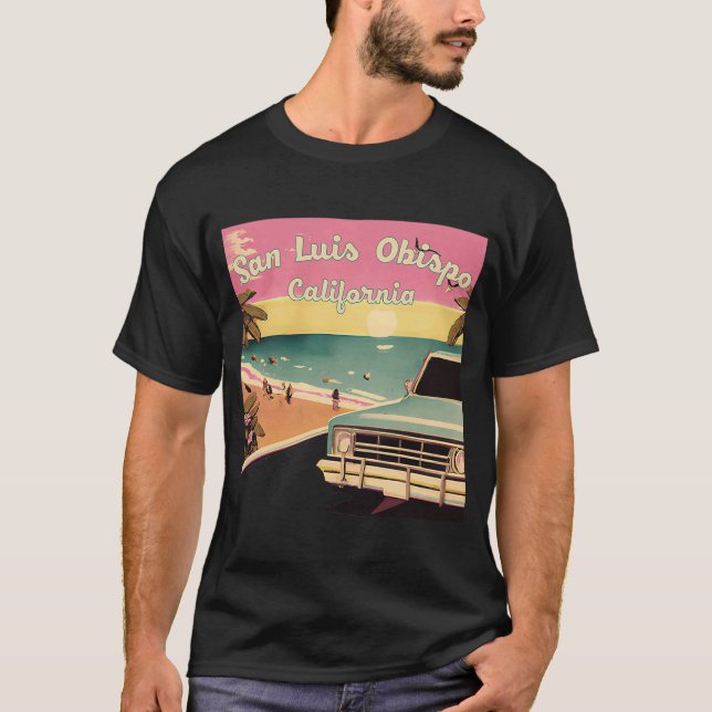 San Luis Obispo Retro Beach Vacation Souvenir Surf T-Shirt (Front)