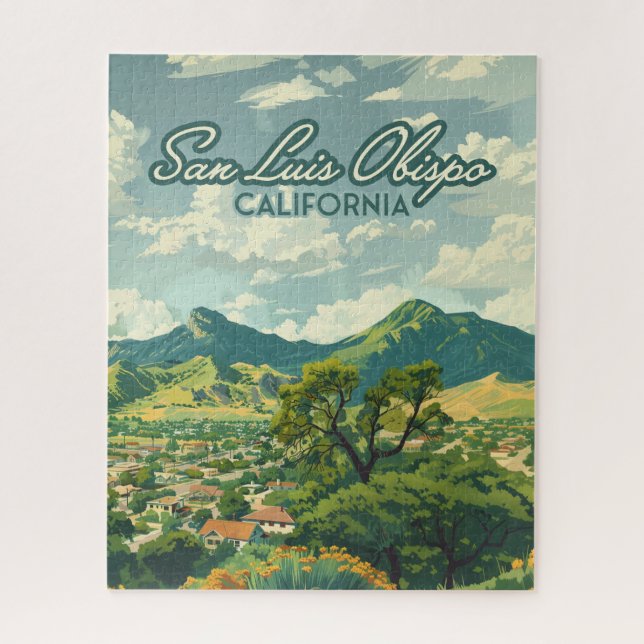 San Luis Obispo SLO California Central Coast Retro Jigsaw Puzzle (Vertical)