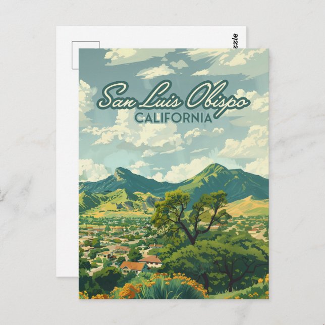 San Luis Obispo SLO California Central Coast Retro Postcard (Front/Back)