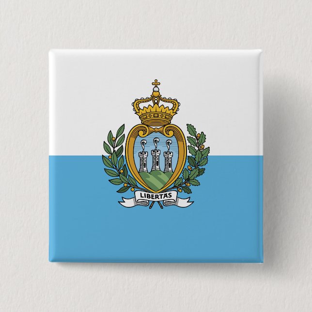 San Marino Flag 15 Cm Square Badge (Front)