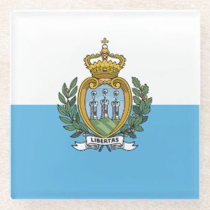 San Marino Flag Glass Coaster