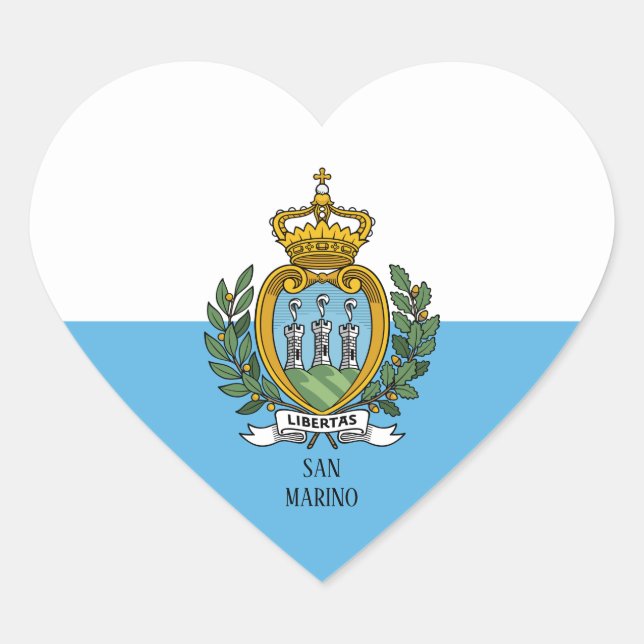 San Marino Flag Splendid Patriotic Heart Sticker (Front)