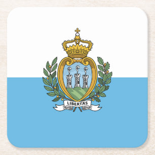 San Marino Flag Square Paper Coaster