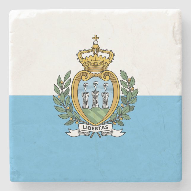San Marino Flag Stone Coaster (Front)