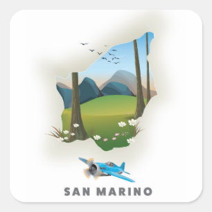 San Marino Illustrated travel poster. Square Sticker