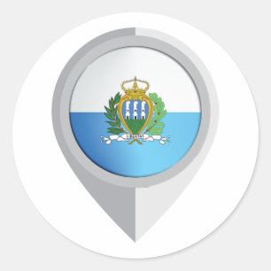 San Marino Pin Location Flag Classic Round Sticker